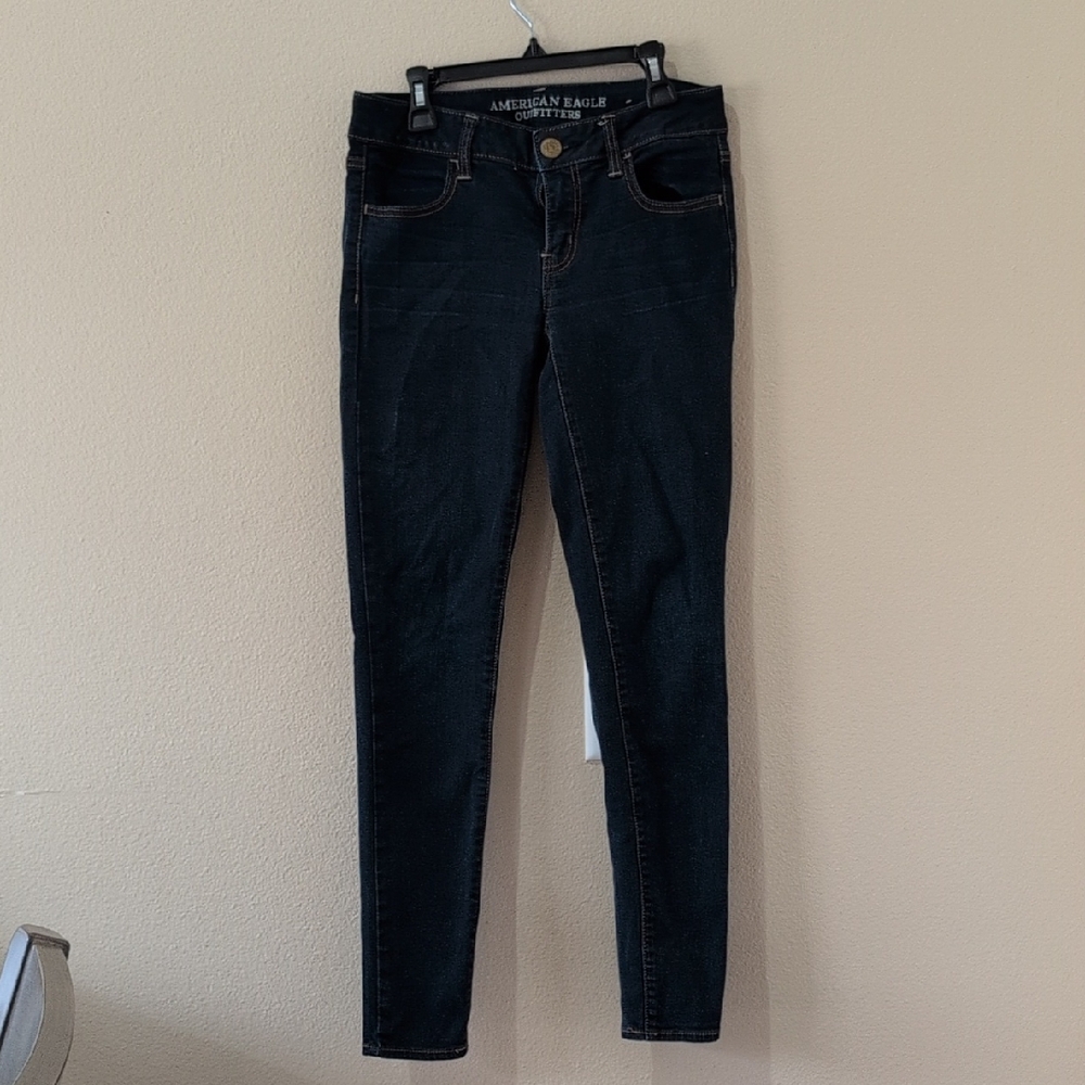 American Eagle Outfitters Women's Dark Blue Skinny High-Rise Jeans